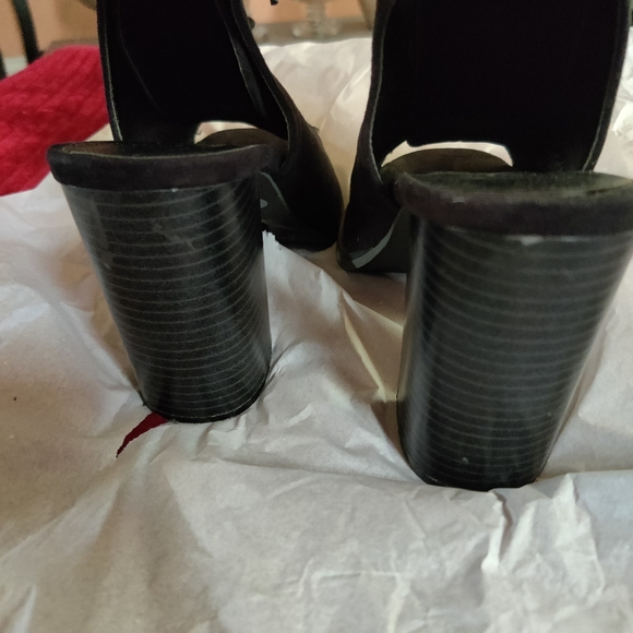 🗺️ Atmosphere Size 6, Faux Suede OPEN BACK PEEP TOE BLOCK HEELED BOOTS, Trendy - Picture 13 of 13